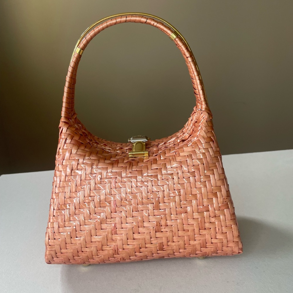 Vintage Danilo Italy Straw Intrecciato Woven Wicker Handbag - Picture 2 of 10